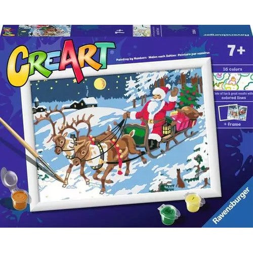 CreArt: Père-Noël sur son traîneau 24cmX18cm
