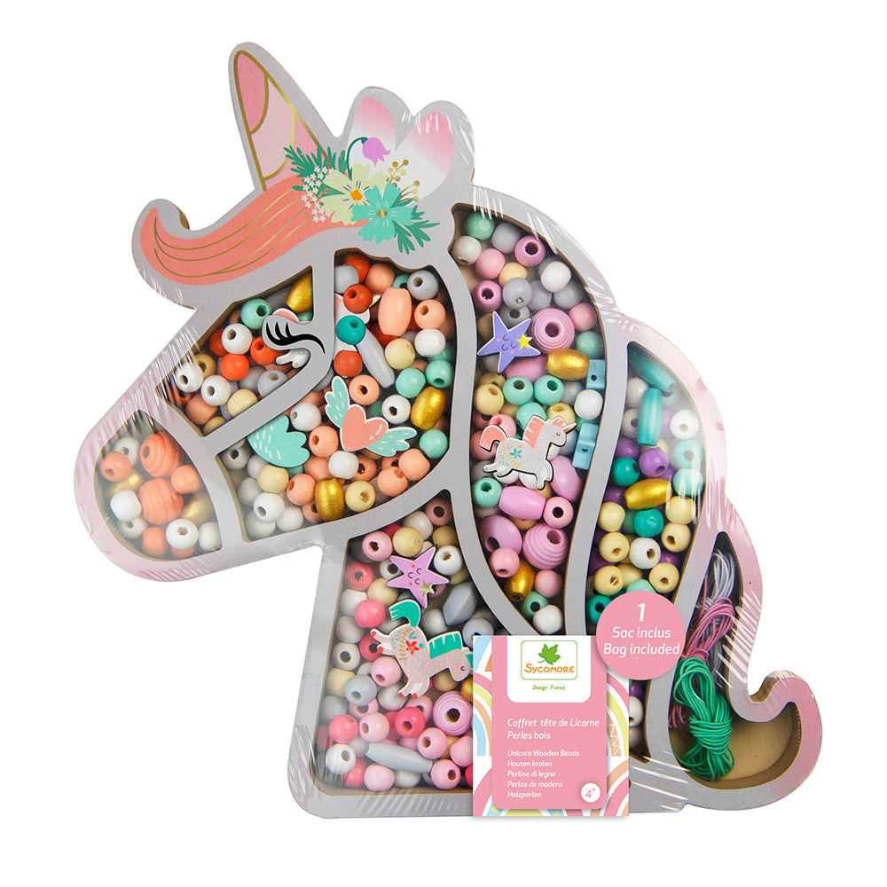 Coffret Perles Bois - Tête de licorne
