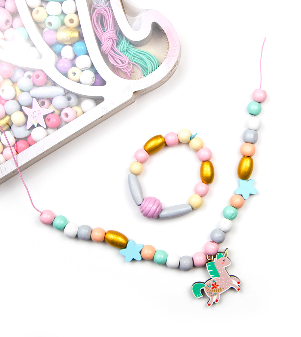 Coffret Perles Bois - Tête de licorne