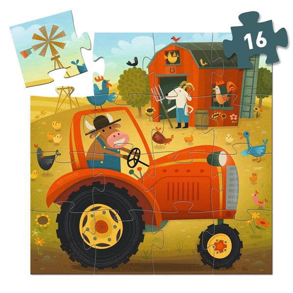 Puzzle silhouette 16 pièces -Tracteur