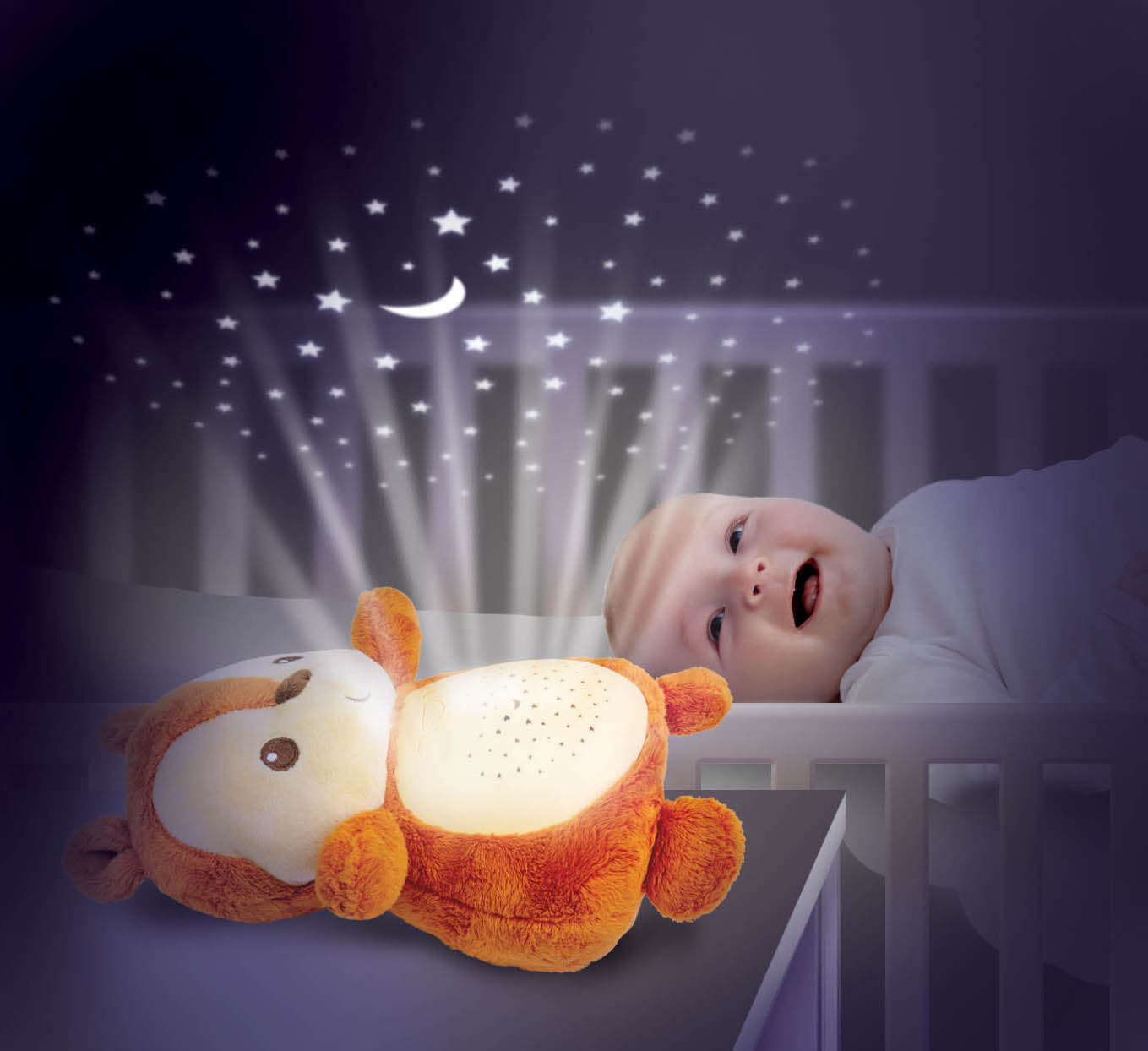 Veilleuse & projecteur d’étoiles 2-en-1 écureuil