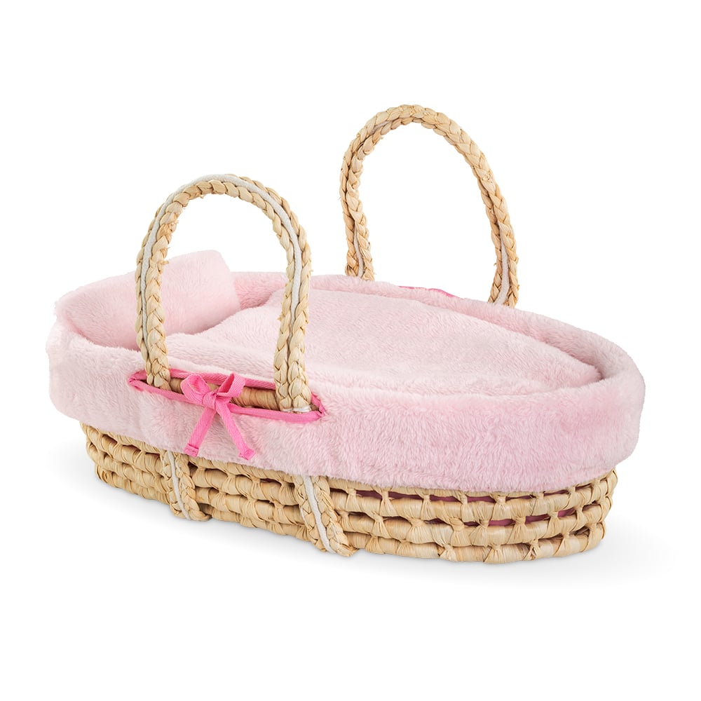 Panier tressé - Peluche rose