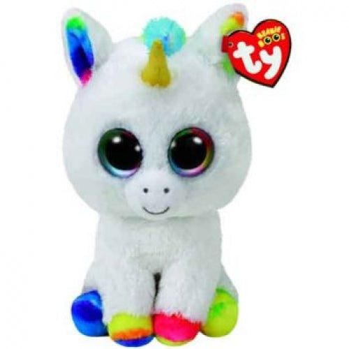 Peluche licorne à gros yeux blanche 13''