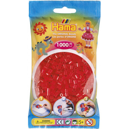 Sac de 1000 billes HAMA, rouge translucide