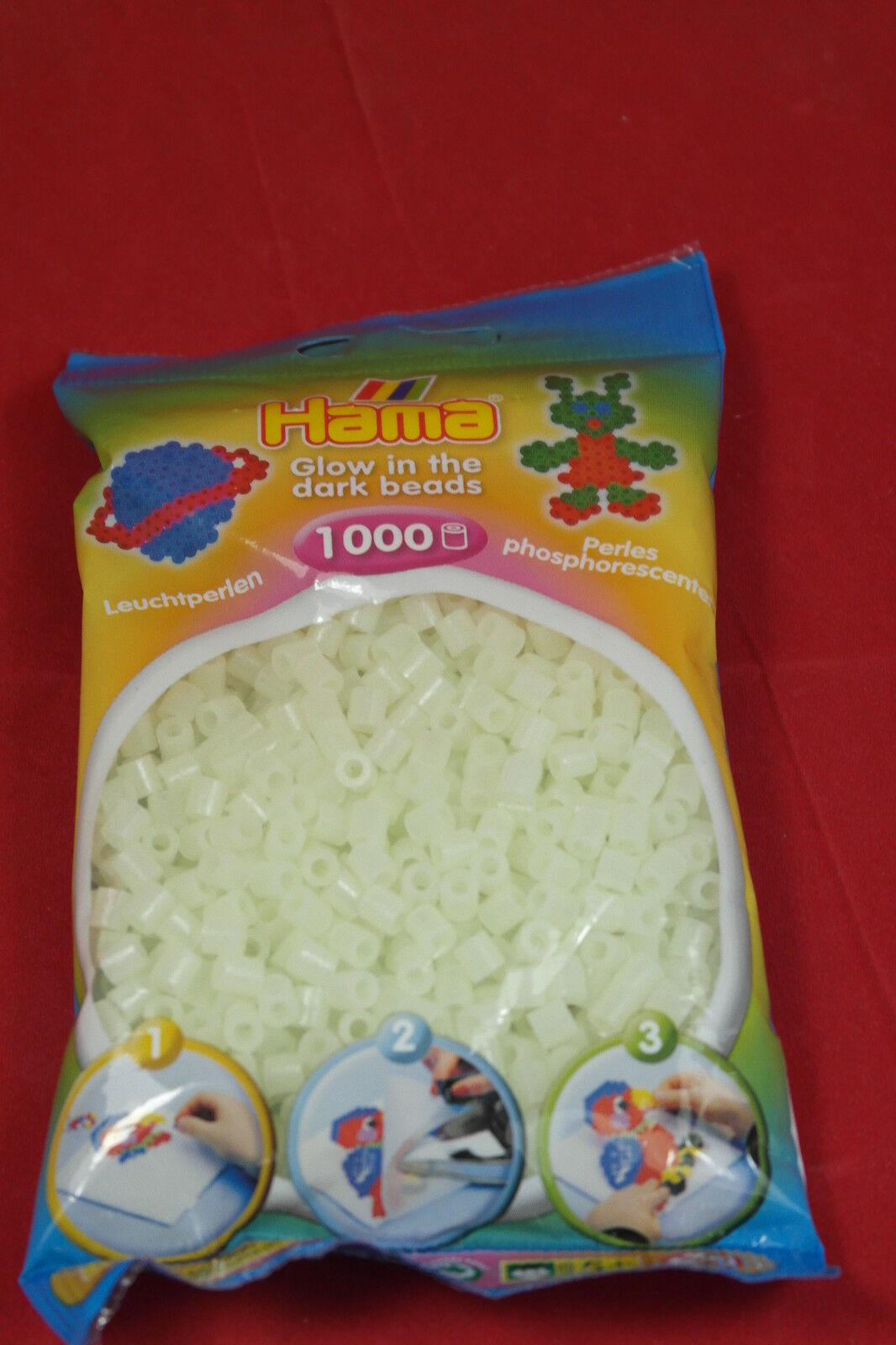Sac de 1000 billes HAMA, vert foncé phosphorescent