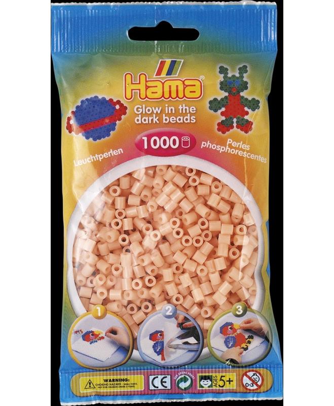 Sac de 1000 billes HAMA, rouge phosphorescent