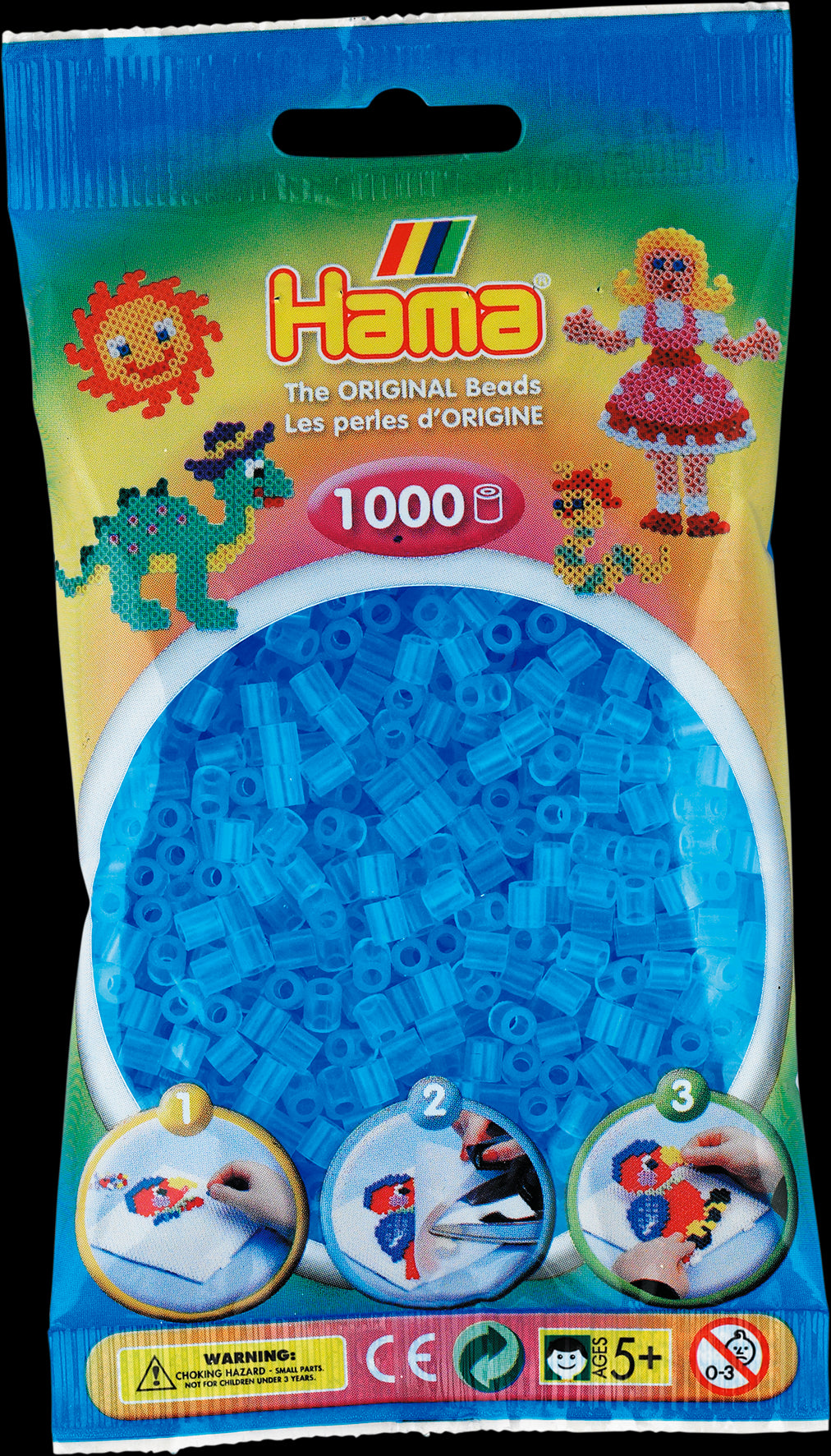 Sac de 1000 billes HAMA, aqua translucide