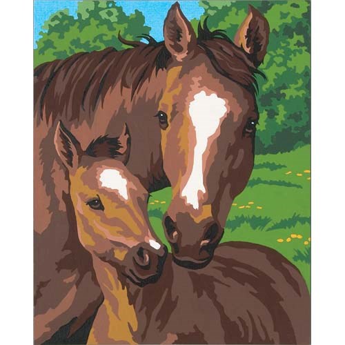 Peinture à numéros - Poulain et mère 8X10''