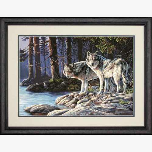 Peinture à numéros - Loups gris 20X14''