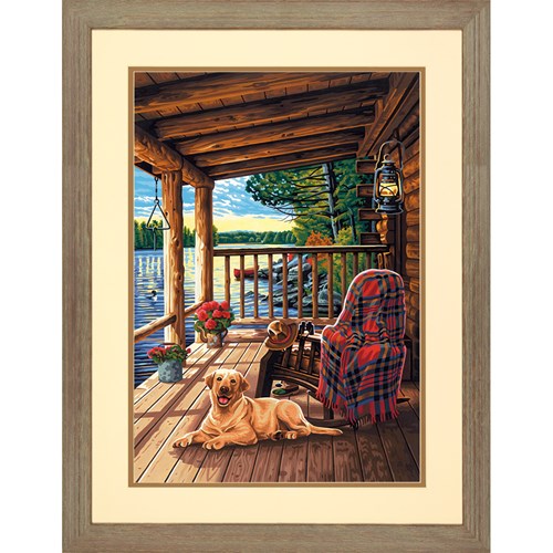 Peinture à numéros - Porche de cabane de troncos 1