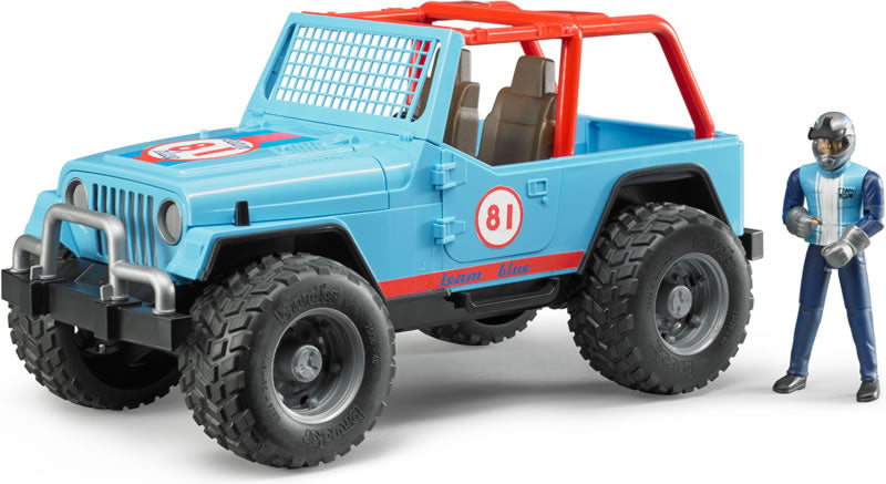 Jeep De Course Bleu Avec Conducteur