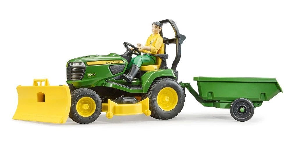 bworld tracteur à gazon John Deere avec remorque
