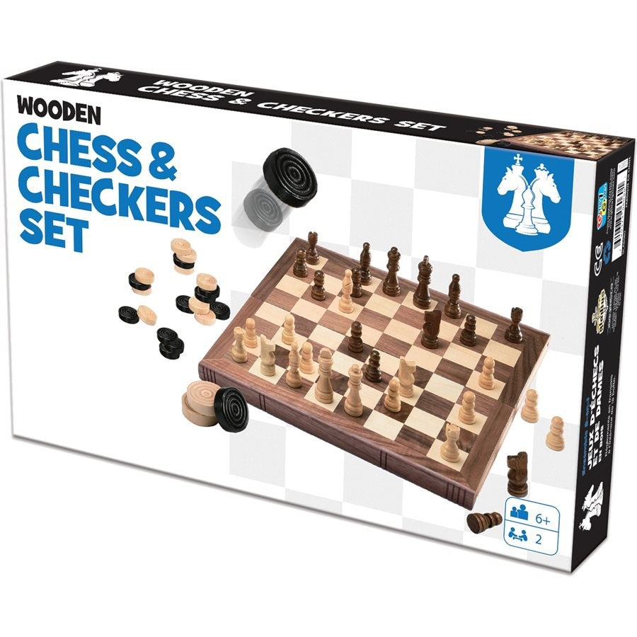 Jeu 2 en 1 d'échecs et de dames en bois