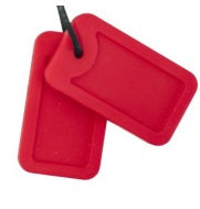 Collier à mâchouiller plaque d'identité rouge
