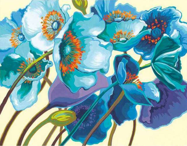 Peinture à numéros - Coquelicots bleus