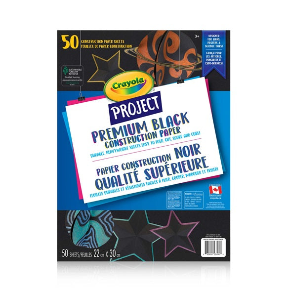 50 feuilles de papier construction noir