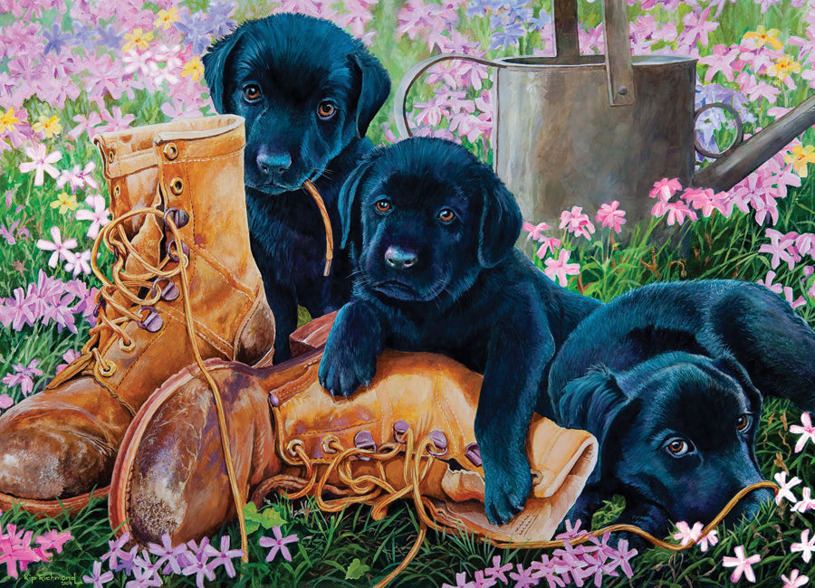 Casse-tête à plateau "Black Lab Puppies" 35 pcs