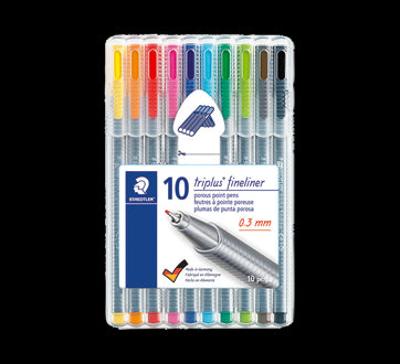10 feutres Triplus Fineliner  à pointe poreuse