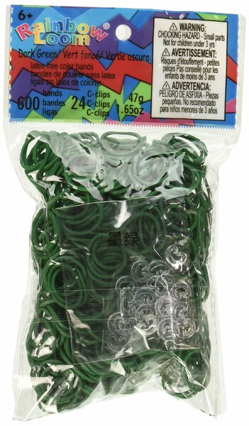 Rainbow loom - élastiques vert foncé