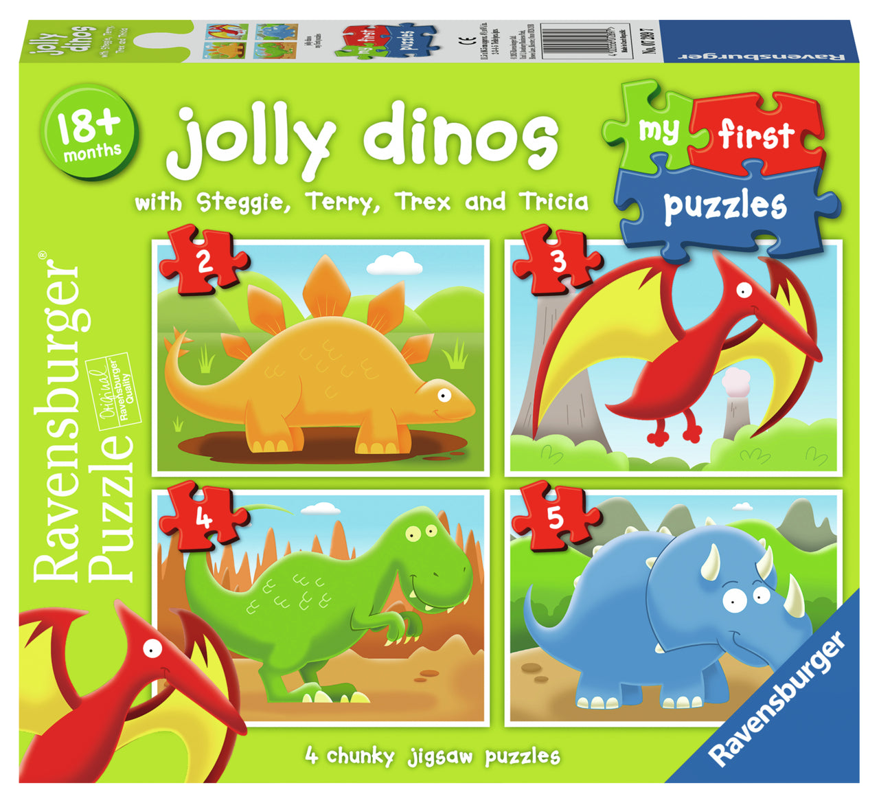 Dinos joyeux, 4 Casse-têtes de 2,3,4,5 pièces