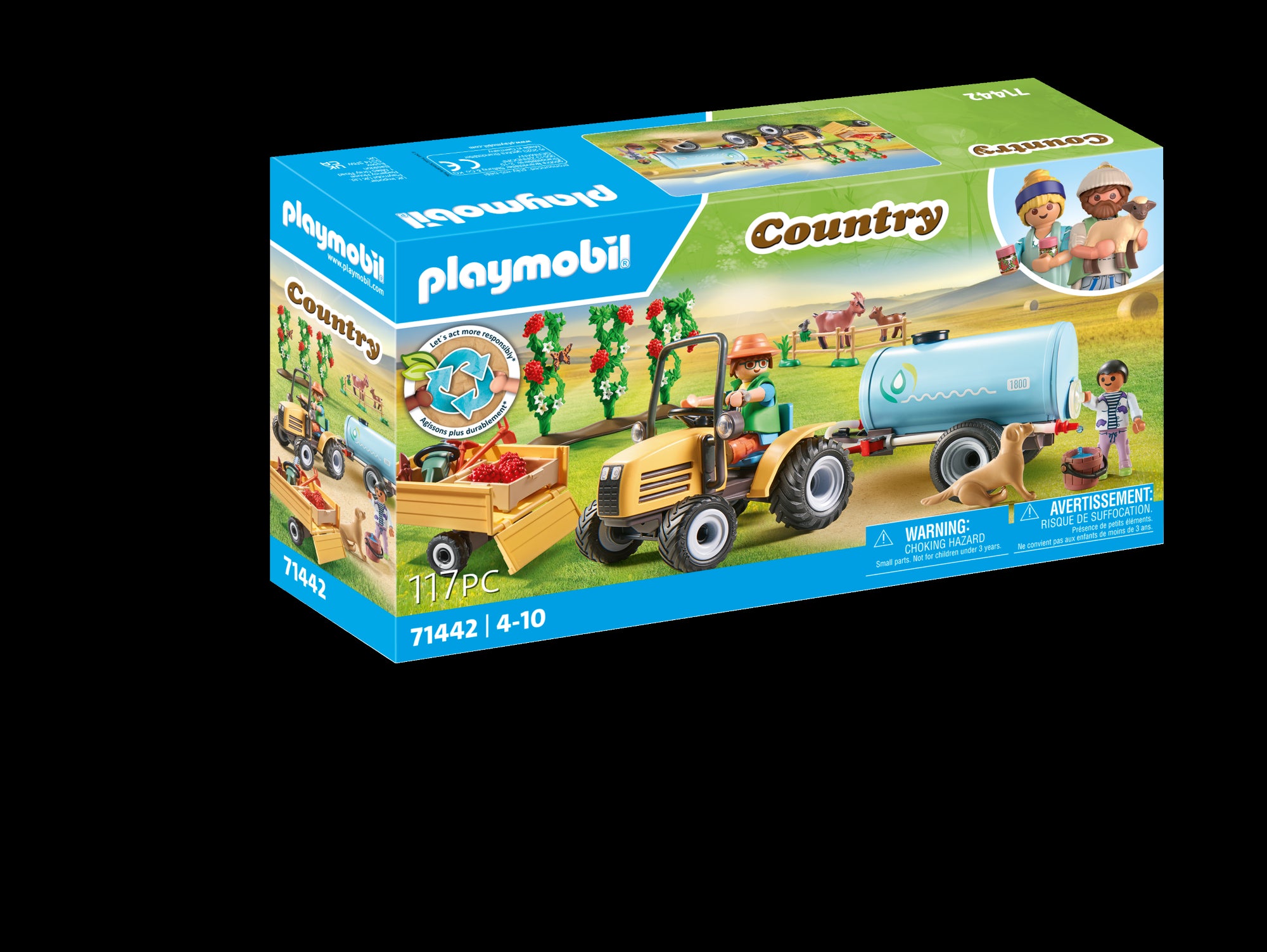 Fermier avec tracteur et citerne