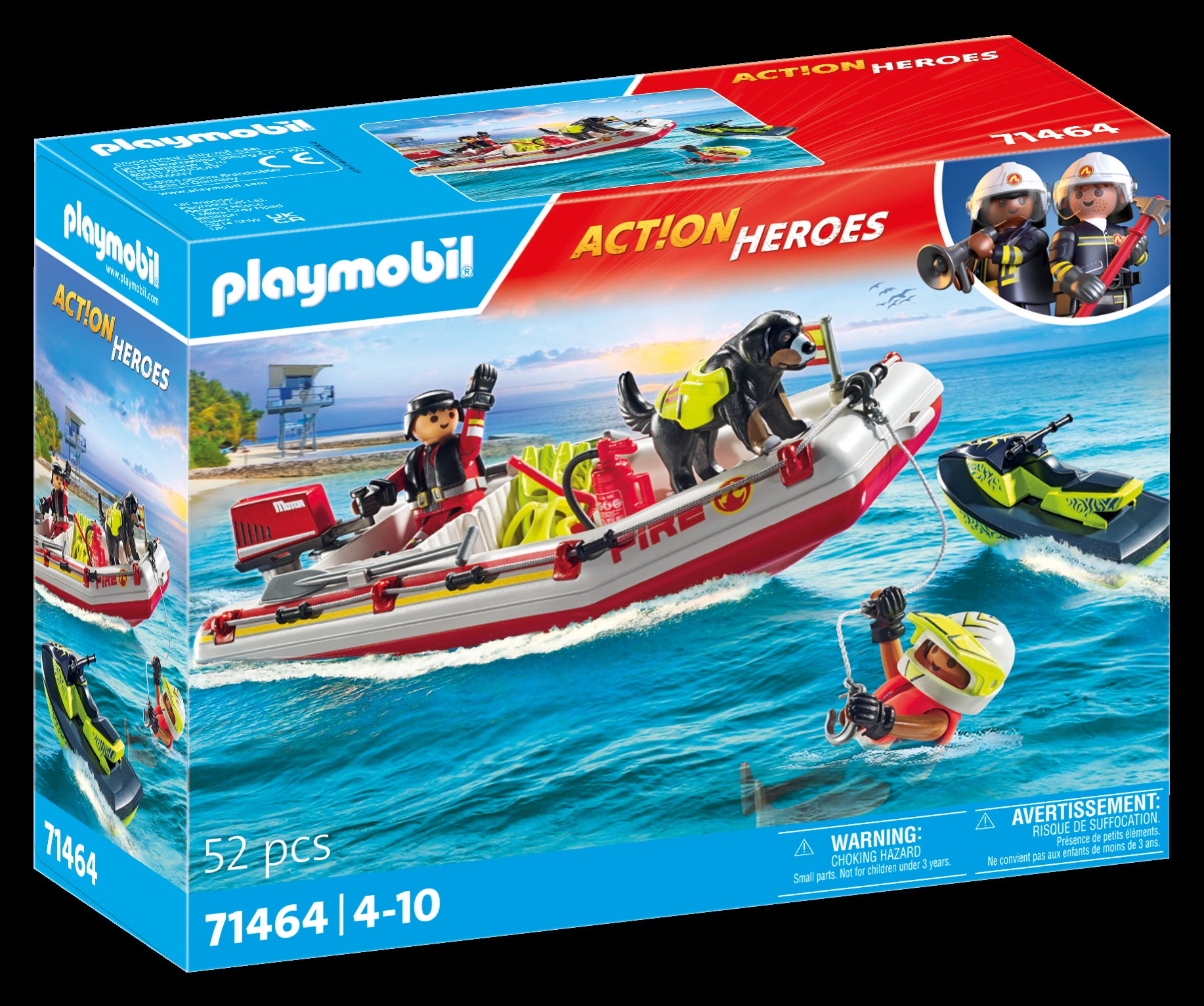 Bateau de pompier et scooter des mers