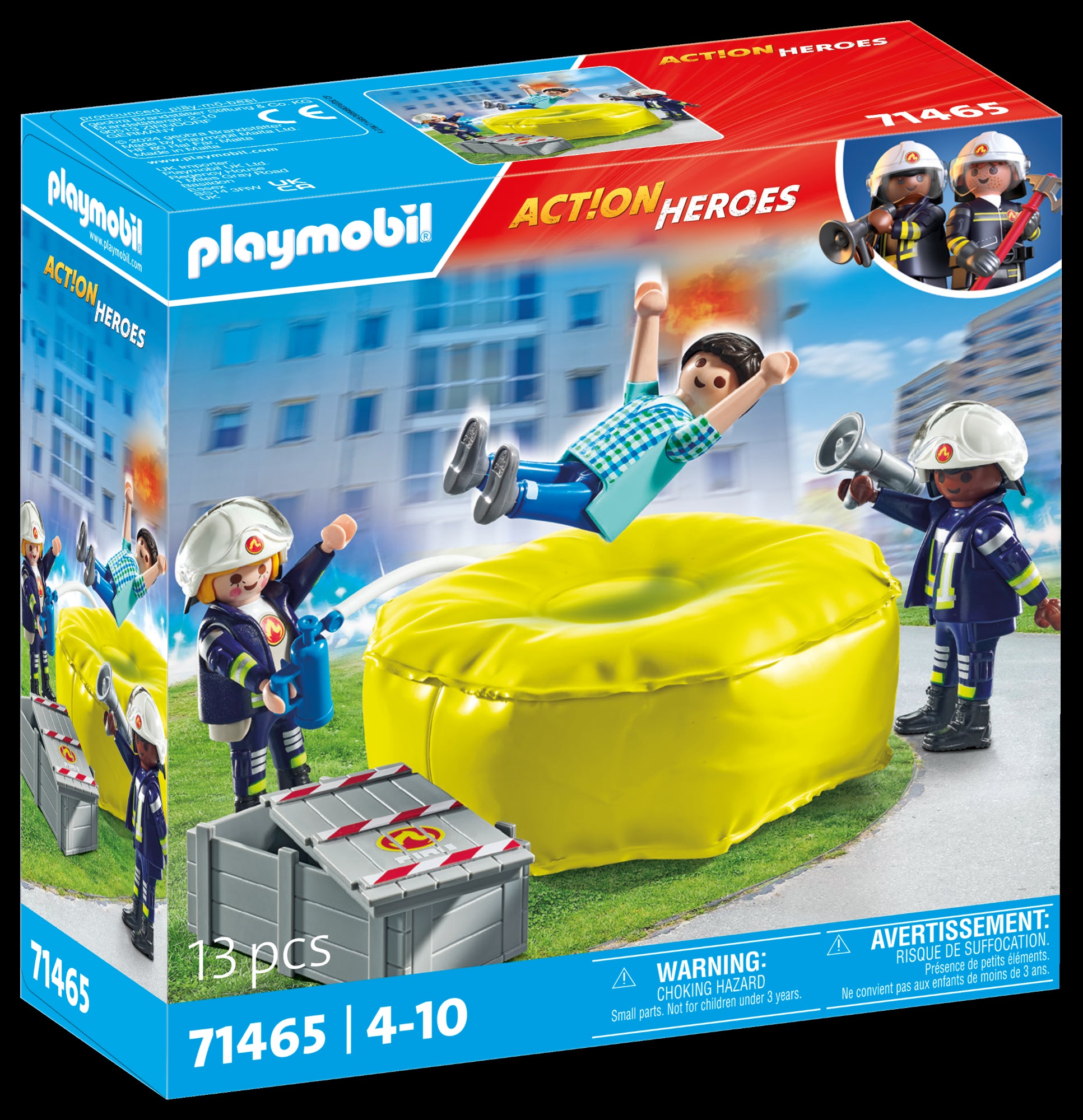 Pompiers avec coussin de sauvetage