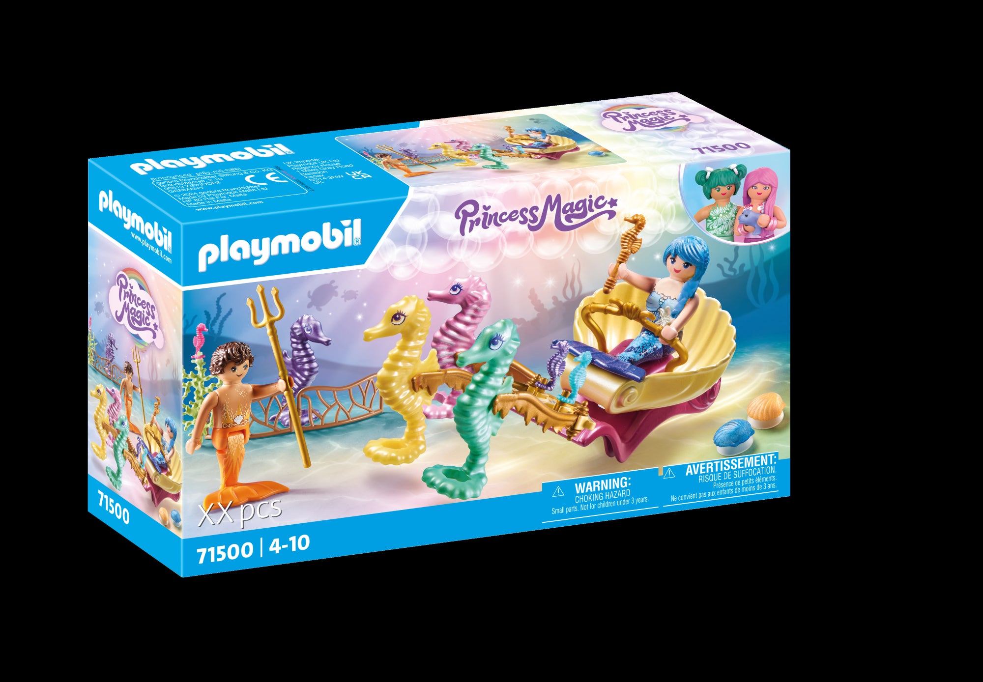 Calèche avec sirènes et hippocampes