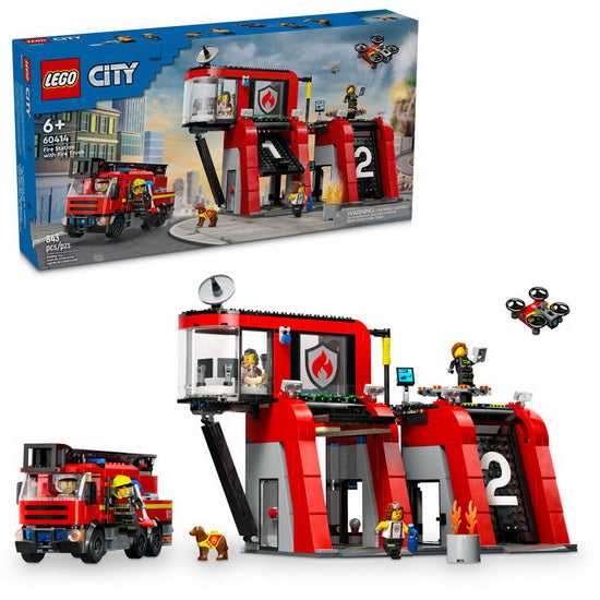 La caserne et le camion de pompiers