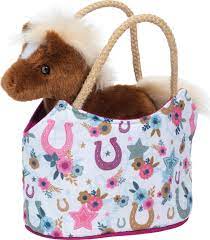 Peluche Cheval brun dans un sac