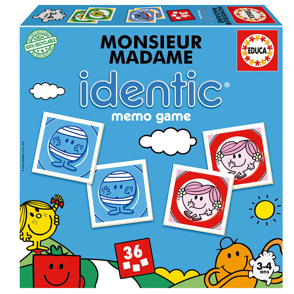 Jeu de mémoire Monsieur Madame