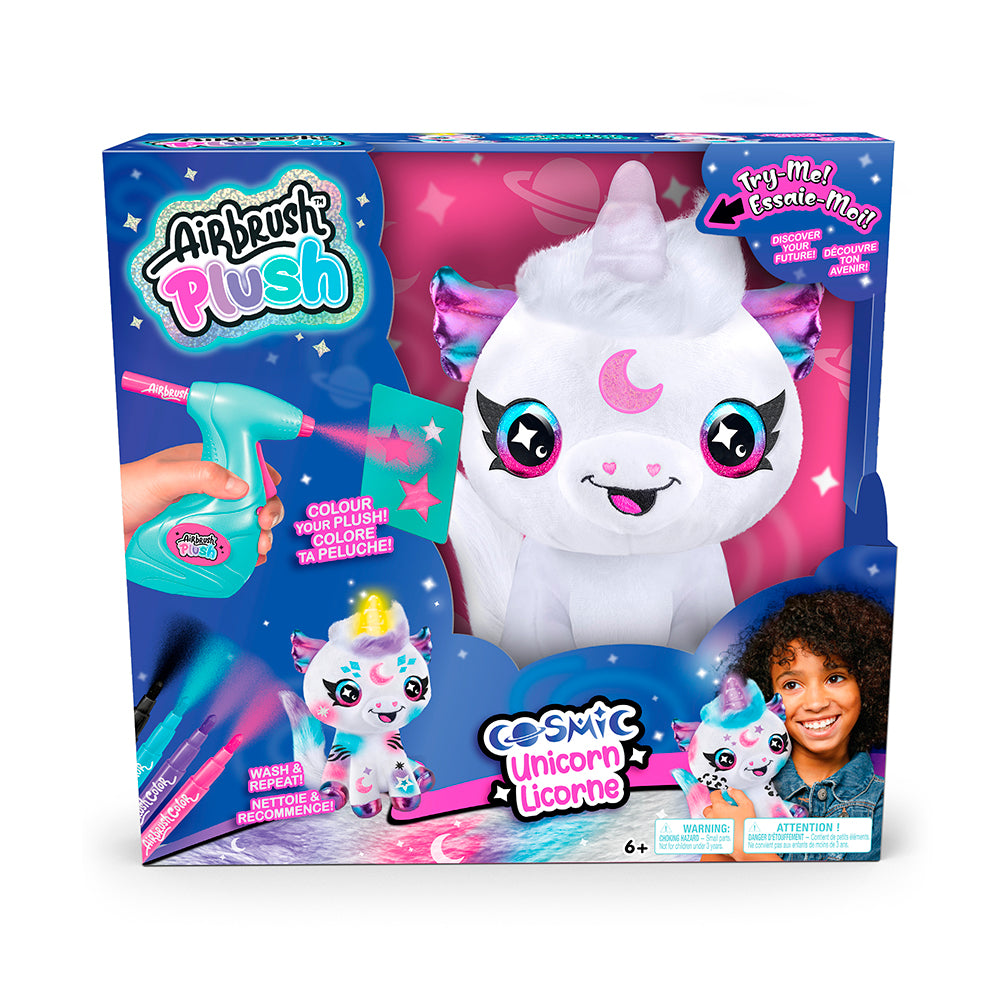 Peluche licorne cosmique avec corne lumineuse