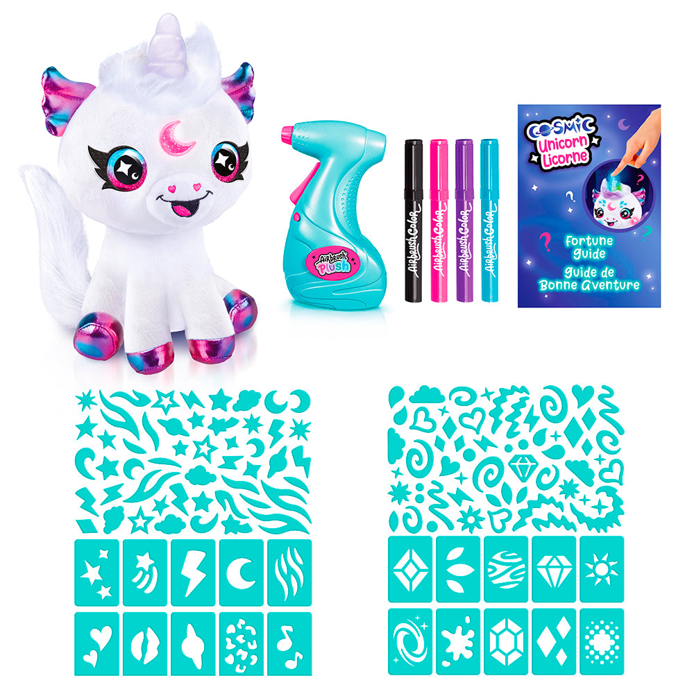 Peluche licorne cosmique avec corne lumineuse