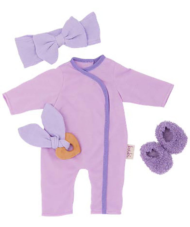 Pyjama mauve avec pantoufles pour poupée 35.5 cm