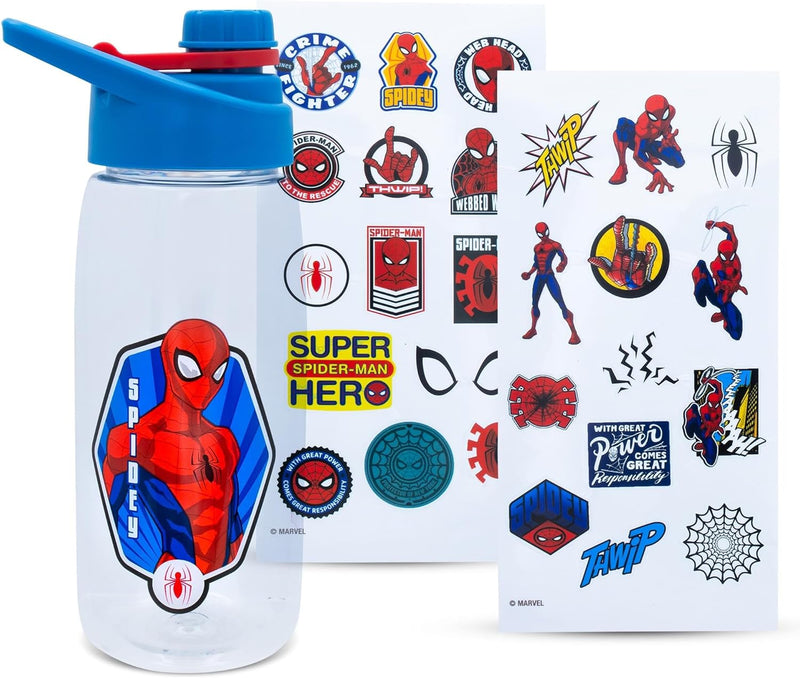 Bouteille d'eau & autocollants Spiderman