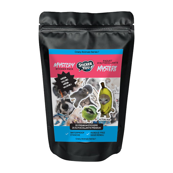 Sac mystère -Animaux farfelus - 20 autocollants