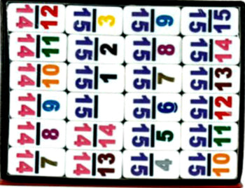 Ensemble de jeu dominos de train mexicain double 15 points colorés moyeu en  bois