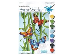 Peinture à numéros papillons et bambou