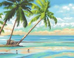 Peinture à numéros  Vue tropicale 14X11"