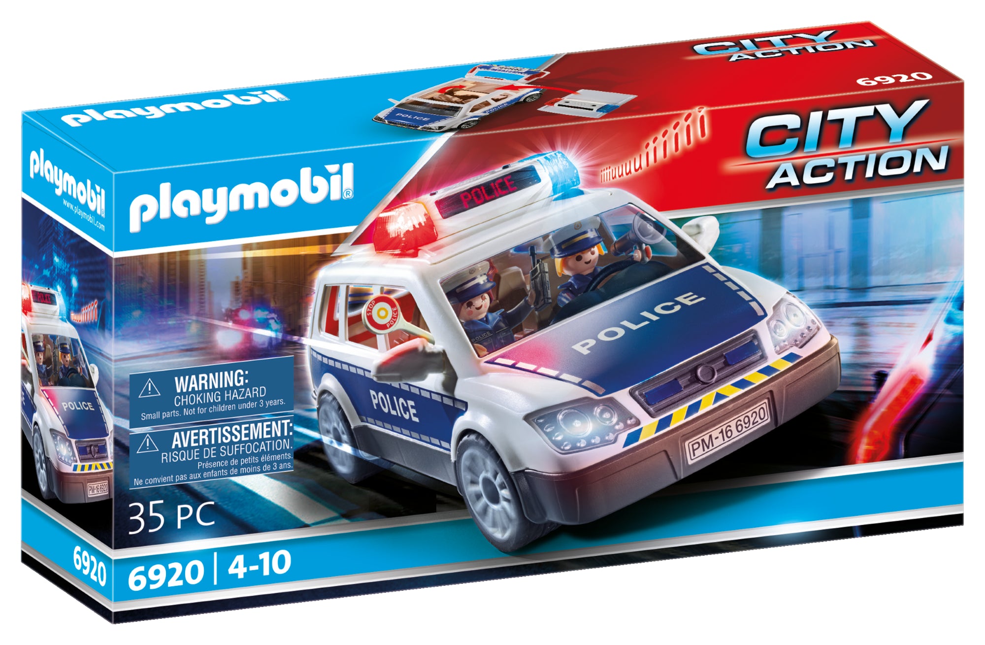 Playmobil - Voiture de policiers avec gyrophare