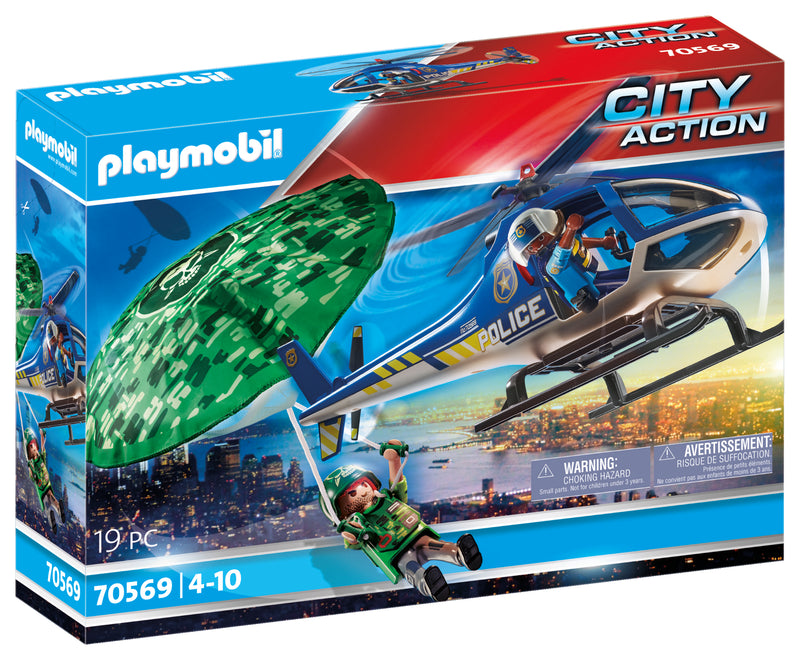 Playmobil - Hélicoptere de police et parachutiste