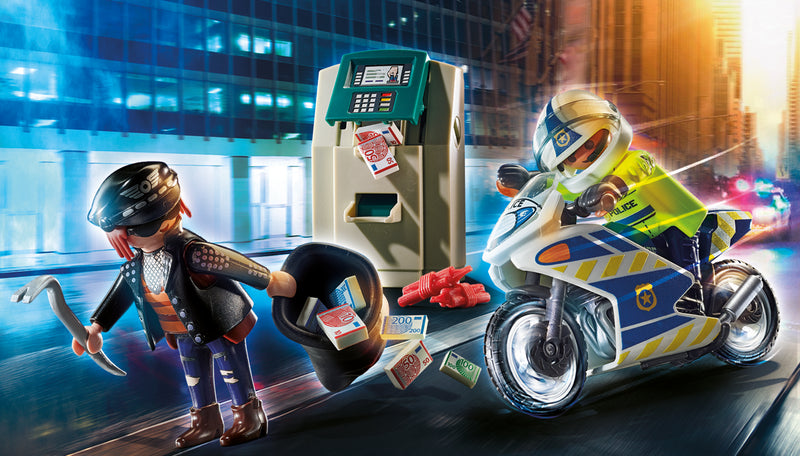 Playmobil - Policier avec moto et voleur