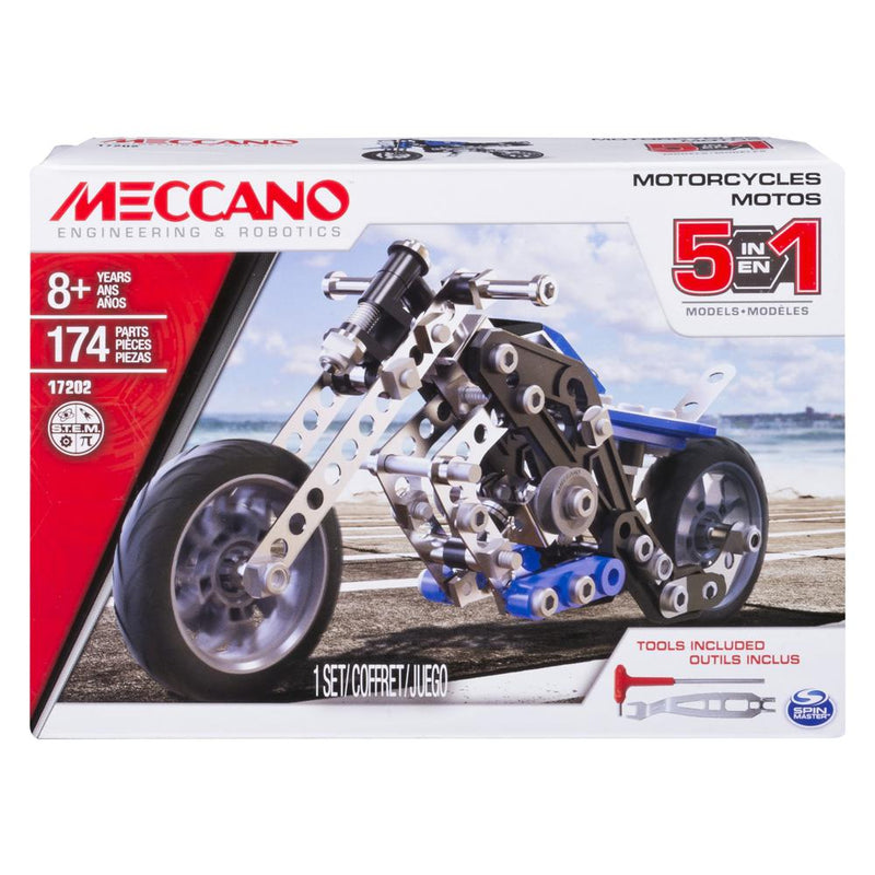 Meccano - Ensemble 5 modèles  Moto de course Bleue