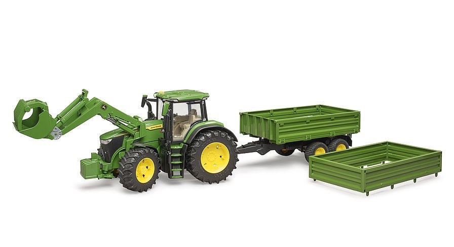 Tracteur John Deere 7R 350 avec pelle et remorque