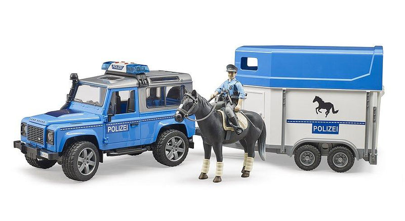 Land Rover Police remorque à chevaux et policier