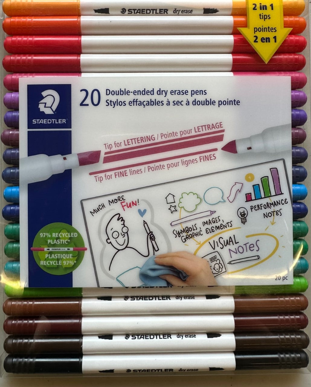 20 Crayons effaçables à sec à double pointe