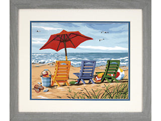 Peinture à numéros -Trio de chaises bord de plage