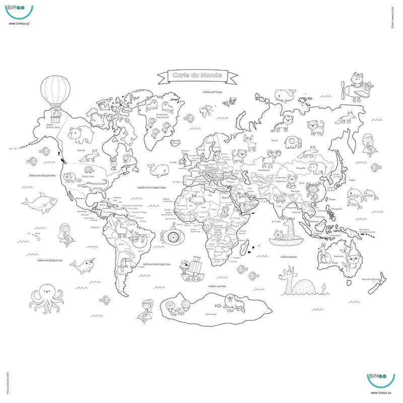 Nappe à colorier Carte du monde