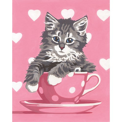 Peinture à numéros Chaton dans un tasse 8x10