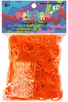 Rainbow loom - élastiques orange